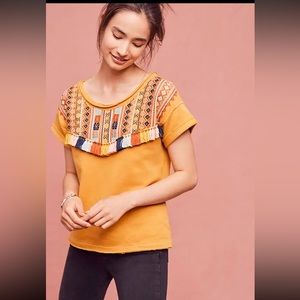 Anthropologie Chloe Oliver Marigold Tassel Sweatshirt EUC XS
